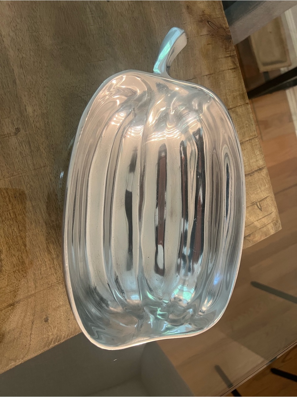 Sleek Silver Decorative Pumpkin Bowl